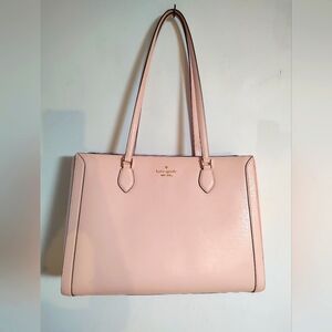 Kate Spade Madison Saffiano East West Leather Laptop Tote Conch Pink New